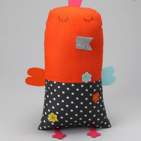 Gray & Orange Baby Birdie 17.5” Pillow by Manuketa